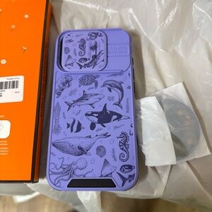 Purple Ocean-Themed Phone Case for Iphone15 pro